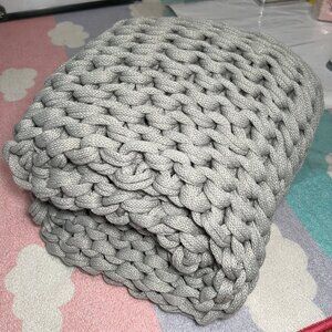 Madison Park Chunky Double Knit Throw Blanket - Charcoal